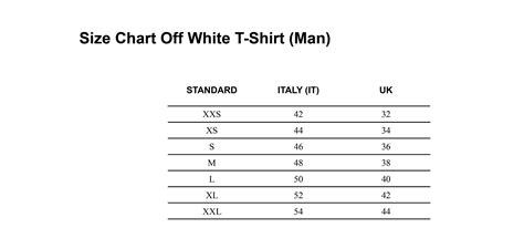 off white sizing guide.